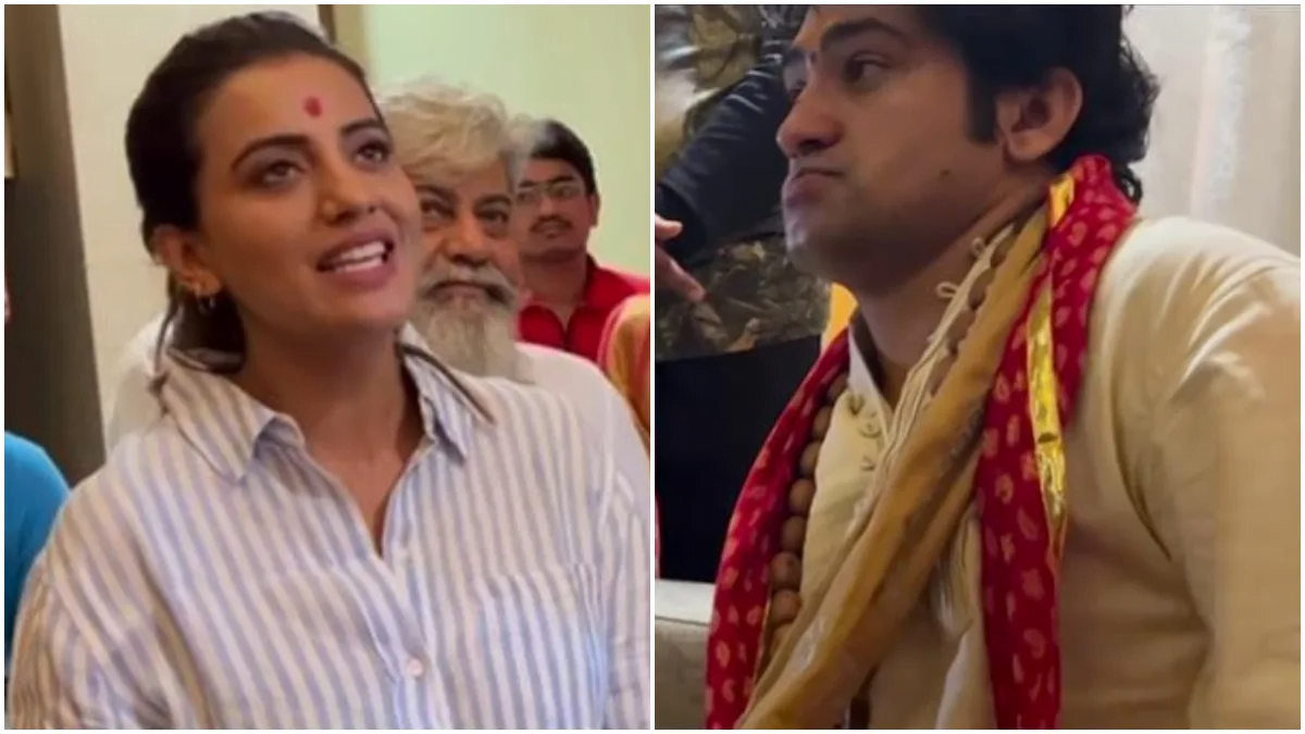 Akshara Singh Meets Baba Bageshwar jpg